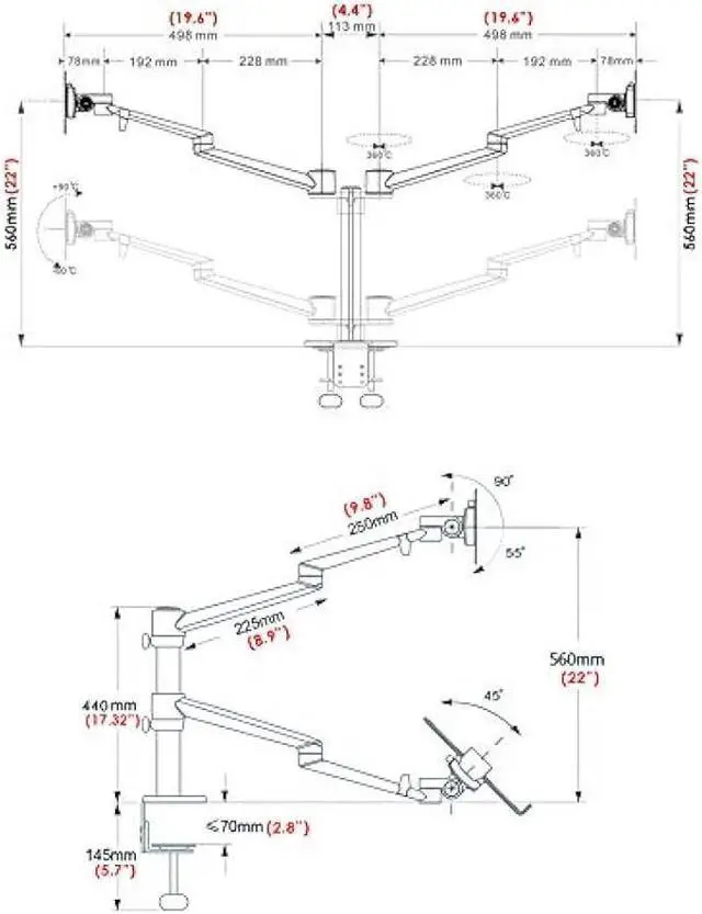 Alt view image 6 of 7 - Height Adjustable 3 in 1 Laptop Monitor Stand Compatible with 13 to 17.3 inch Laptop, Hold 2 Monitors 11 to 27 inch with Vesa, Monitor Desk Stand arm Riser Mount Stand Workstation (Silver)
