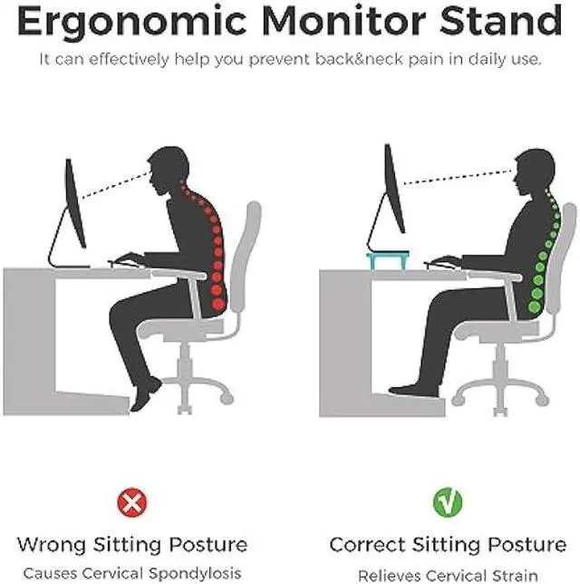 Alt view image 6 of 7 - loukin Dual Monitor Stand Riser for Desk, 17.32*9.84 Large Computer Stand for 2 Monitors, Laptop, Printer, Length and Angle Adjustable Computer Shelf, Home Office,Max 43.6 Length(Black)