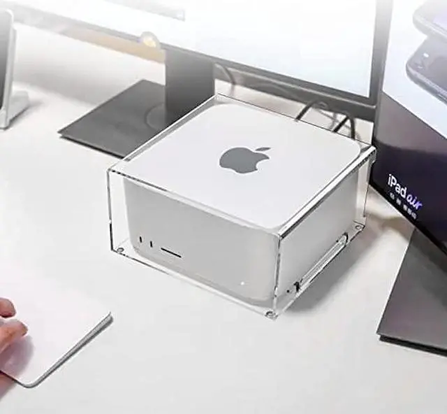 Alt view image 7 of 7 - CaSZLUTION Acrylic Desktop Stand for Apple Mac Studio, Stand Holder Compatible with Mac Studio M1, Mac Mini M1 M2 2010-2023 (Clear)