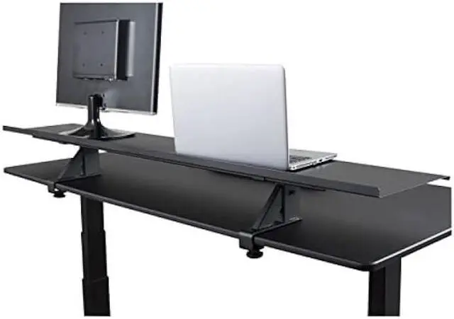 Alt view image 3 of 6 - Stand Up Desk Store Clamp-On Adjustable Height Desk Shelf Monitor Stand (60 Wide)