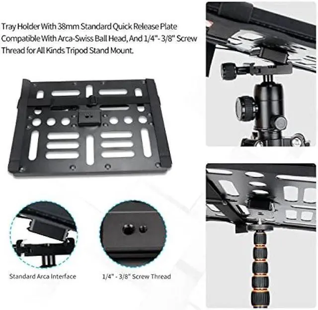 Alt view image 4 of 6 - koolehaoda Laptop Notebook Pallet Projector Tray Holder with Arca-Swiss Interface for 1/4 to 3/8 Screw Tripod Stand Ballhead Mount, 22 lbs Capacity with Vented Cooling Platform Stand