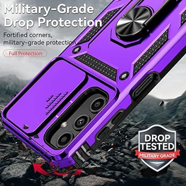 Alt view image 6 of 6 - Galaxy A14 5G Case,Samsung Galaxy A14 5G Case,with Screen Protectors and Camera Cover,[Military Grade] 16ft.Drop Tested Cover with Magnetic Kickstand Protective Case for Samsung A14 5G, Purple
