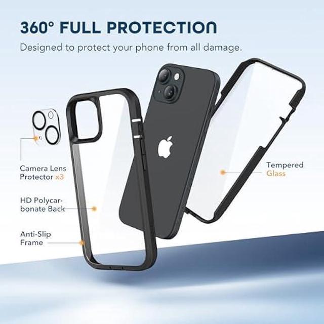 TIESZEN Compatible with iPhone 15 Plus Case with Built in 9H