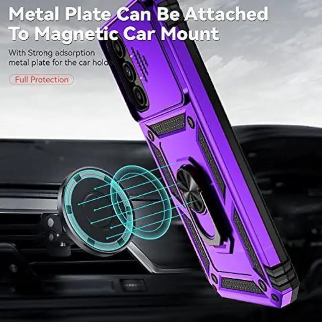 Alt view image 2 of 6 - Galaxy A14 5G Case,Samsung Galaxy A14 5G Case,with Screen Protectors and Camera Cover,[Military Grade] 16ft.Drop Tested Cover with Magnetic Kickstand Protective Case for Samsung A14 5G, Purple