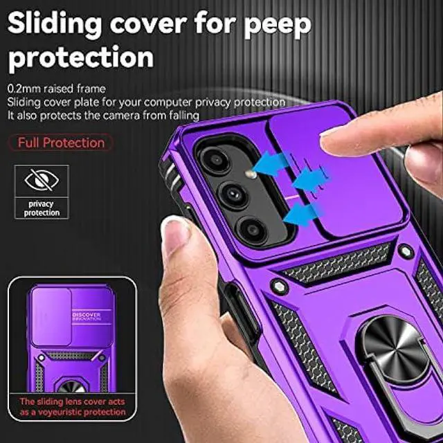 Alt view image 3 of 6 - Galaxy A14 5G Case,Samsung Galaxy A14 5G Case,with Screen Protectors and Camera Cover,[Military Grade] 16ft.Drop Tested Cover with Magnetic Kickstand Protective Case for Samsung A14 5G, Purple