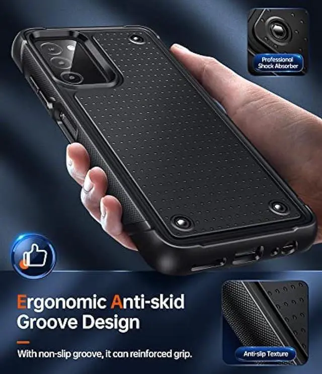 Alt view image 3 of 6 - LeYi for Samsung Galaxy-A03S Phone Case: Samsung AO3S Phone Case with [2 Pack] Tempered Glass Screen Protectors, Dual Layer Hard PC Textured Back Soft Bumper Case for Samsung A03S (Not Fit A03), Black