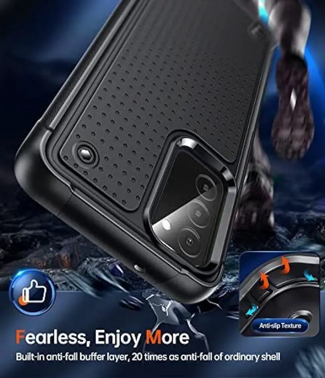 Alt view image 4 of 6 - LeYi for Samsung Galaxy-A03S Phone Case: Samsung AO3S Phone Case with [2 Pack] Tempered Glass Screen Protectors, Dual Layer Hard PC Textured Back Soft Bumper Case for Samsung A03S (Not Fit A03), Black