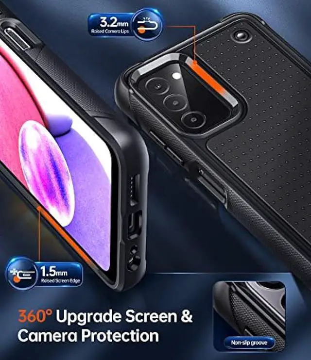 Alt view image 5 of 6 - LeYi for Samsung Galaxy-A03S Phone Case: Samsung AO3S Phone Case with [2 Pack] Tempered Glass Screen Protectors, Dual Layer Hard PC Textured Back Soft Bumper Case for Samsung A03S (Not Fit A03), Black