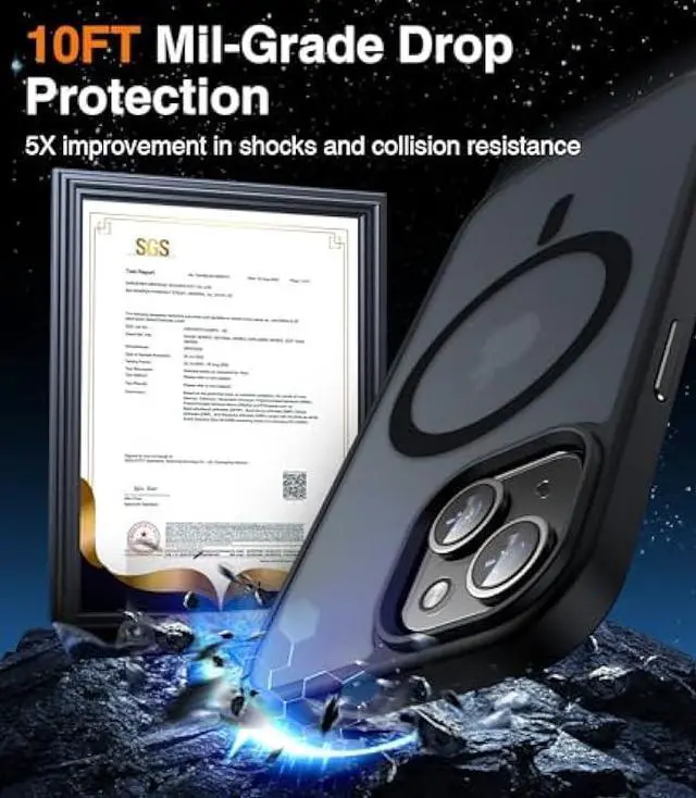 Alt view image 4 of 6 - Meifigno Magic Mag Series Designed for iPhone 15 Case, [Military Grade Protection & Compatible with MagSafe], Translucent Matte Back with Aluminum Alloy Keys for iPhone 15 Phone Case, Black