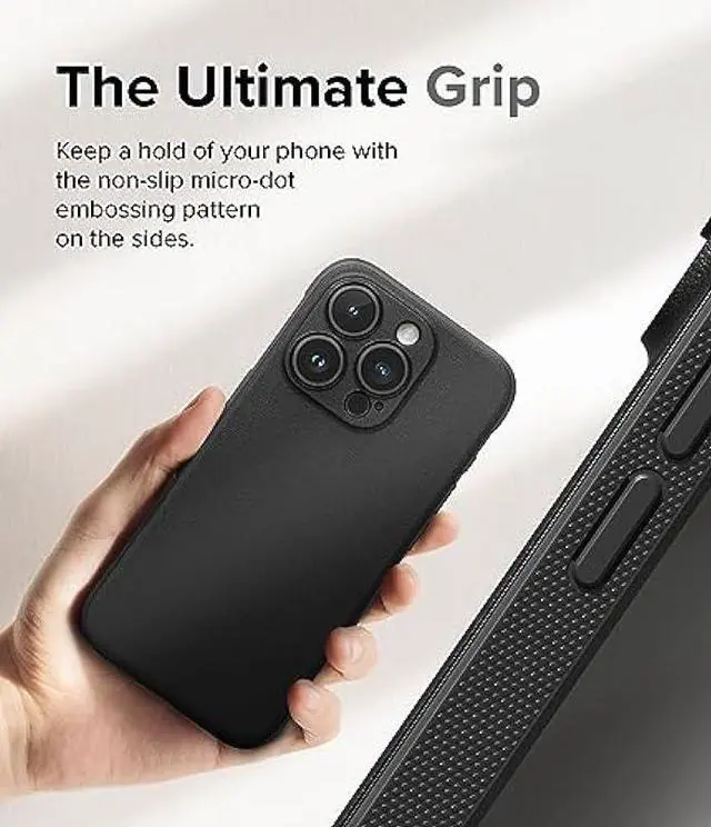 Alt view image 4 of 6 - Ringke Onyx [Feels Good in The Hand] Compatible with iPhone 15 Pro Max Case, Anti-Fingerprint Technology Prevents Oily Smudges Non-Slip Enhanced Grip Precise Cutouts for Camera Lenses - Black