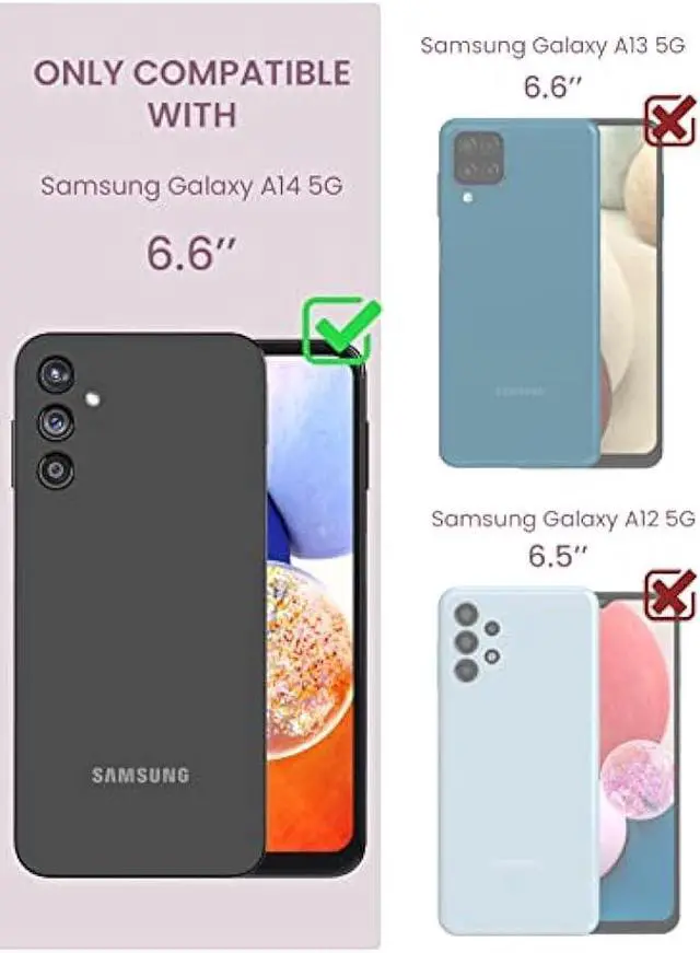 Alt view image 2 of 6 - DagoRoo for Samsung Galaxy A14 5G Case with Tempered Glass Screen Protector [2 Pack],[Military Grade Protective] Slim Soft TPU & Hard PC,Girls Women Crystal Clear Flower Pattern Cases (JD-Purple)