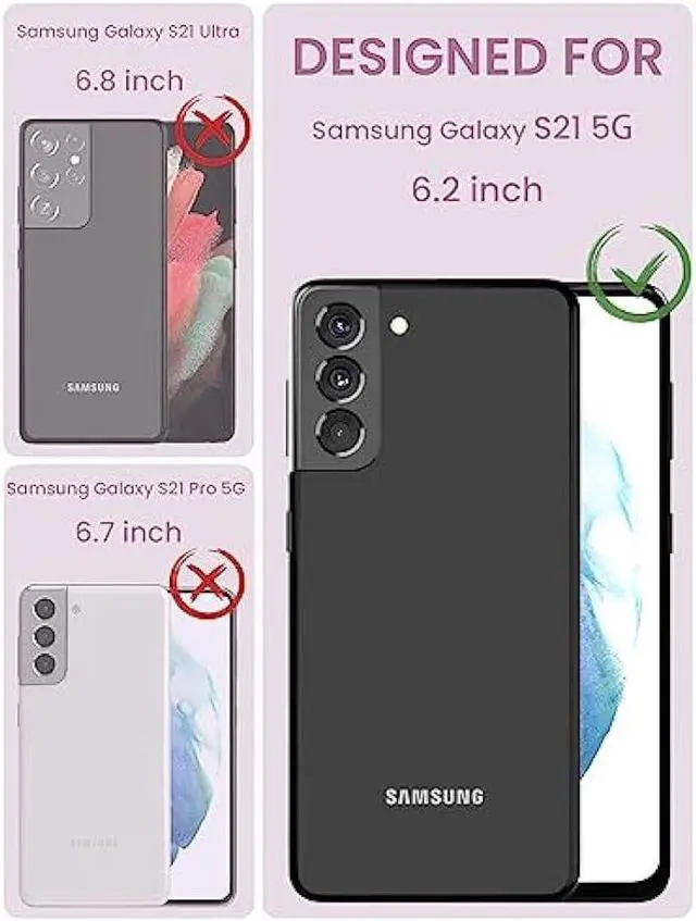 Alt view image 2 of 6 - Dretal for Samsung Galaxy S21 5G Case Floral, Military Grade Drop Tested Hard Back & Soft Edge Slim Flower Women Girls Phone Protective Cover + Tempered Glass Screen Protector for Galaxy S21(Purple)