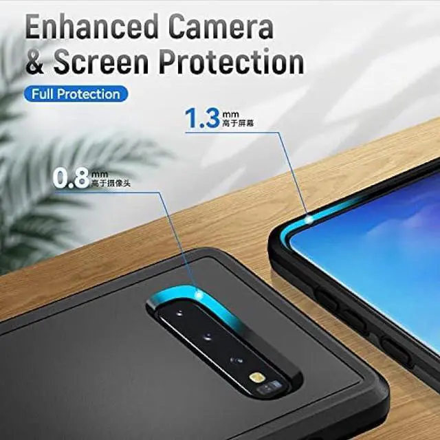 Alt view image 4 of 6 - for Galax S10 Plus Case,Samsung Galaxy S10 Plus Case,with Screen Protector [Military Grade Drop Tested] Heavy-Duty Tough Rugged Shockproof Protective Case for S10 Plus 6.4 inch, Black