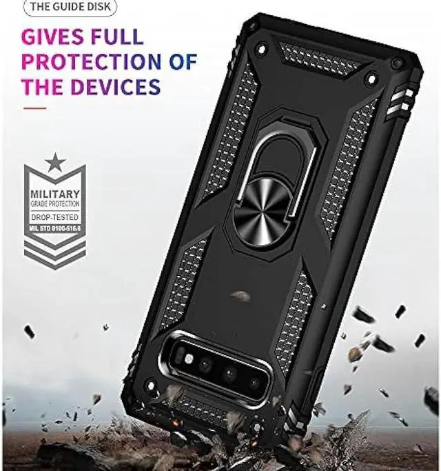 Alt view image 2 of 6 - Aozuoton for Samsung Galaxy S10 Case, Galaxy S10 Case, [Military Grade 16ft. Drop Tested] Ring Shockproof Protective Phone Case for Samsung Galaxy S10,Black