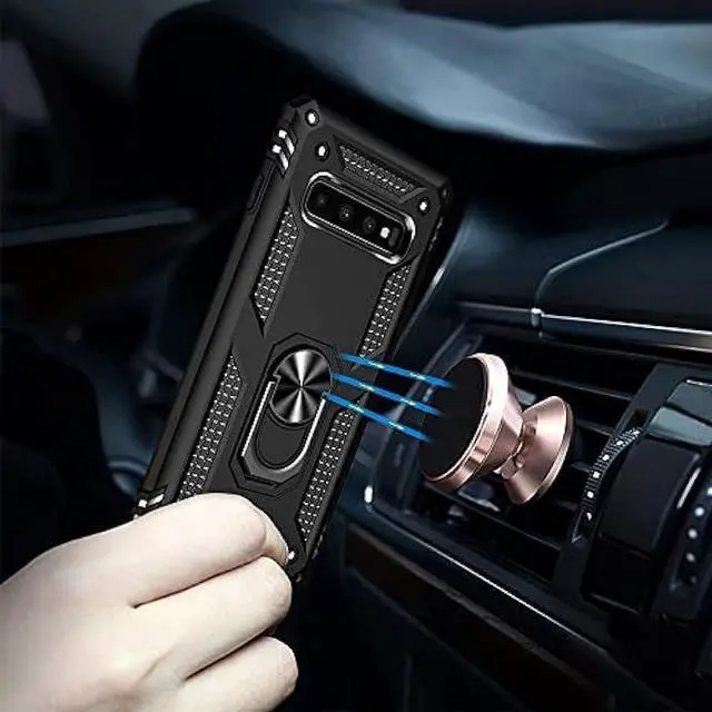 Alt view image 6 of 6 - Aozuoton for Samsung Galaxy S10 Case, Galaxy S10 Case, [Military Grade 16ft. Drop Tested] Ring Shockproof Protective Phone Case for Samsung Galaxy S10,Black
