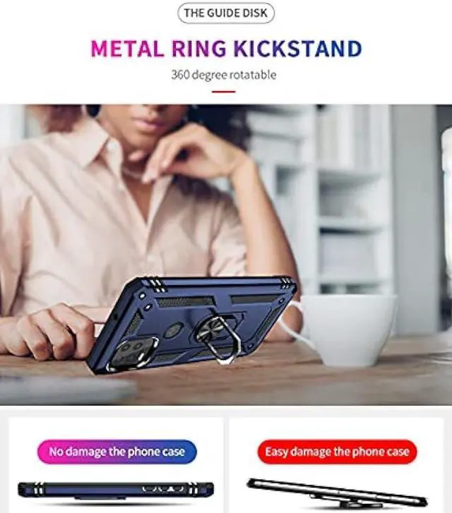 Alt view image 3 of 6 - Androgate Compatible with Moto G Stylus 5G Case with HD Screen Protector, Military-Grade Ring Holder Stand Car Mount 16ft Drop Tested Protective Cover Phone Case for Motorola Moto G Stylus 5G, Blue