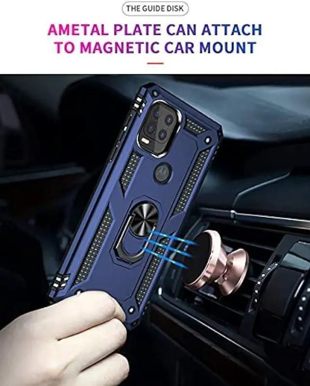 Alt view image 4 of 6 - Androgate Compatible with Moto G Stylus 5G Case with HD Screen Protector, Military-Grade Ring Holder Stand Car Mount 16ft Drop Tested Protective Cover Phone Case for Motorola Moto G Stylus 5G, Blue
