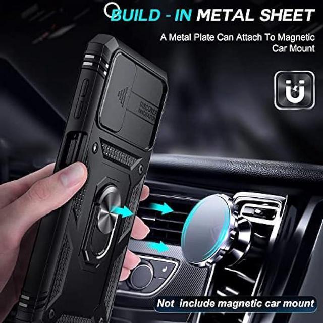 Alt view image 6 of 6 - LeYi for Galaxy A13 5G / A04s Case: Slide Camera Cover + [2 Pcs] Tempered Glass, for 360 Military-Grade with Kickstand, Black