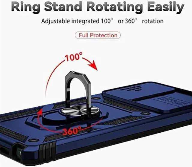 Alt view image 6 of 6 - for Samsung Galaxy Note 20 Case with Camera Lens Cover HD Screen Protector, Military-Grade Drop Tested Magnetic Ring Holder Kickstand Protective Phone Case for Samsung Galaxy Note 20 5G (Navy Blue)