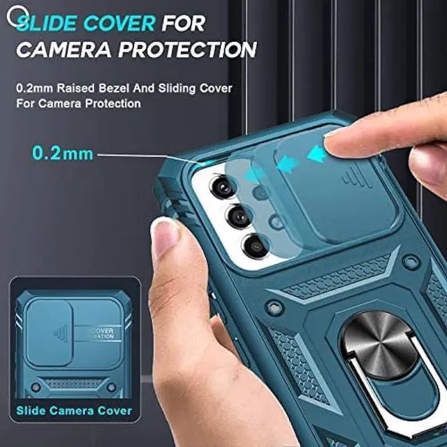 Alt view image 2 of 6 - LeYi for Samsung Galaxy A53 5G Case: A53 5G Phone Case with Slide Camera Cover + [2 Pack] Tempered Glass Screen Protector, 360 Full Body Shockproof Case with Kickstand for Samsung Galaxy A53 5G, Blue