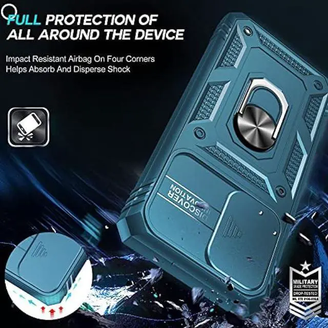 Alt view image 6 of 6 - LeYi for Samsung Galaxy A53 5G Case: A53 5G Phone Case with Slide Camera Cover + [2 Pack] Tempered Glass Screen Protector, 360 Full Body Shockproof Case with Kickstand for Samsung Galaxy A53 5G, Blue