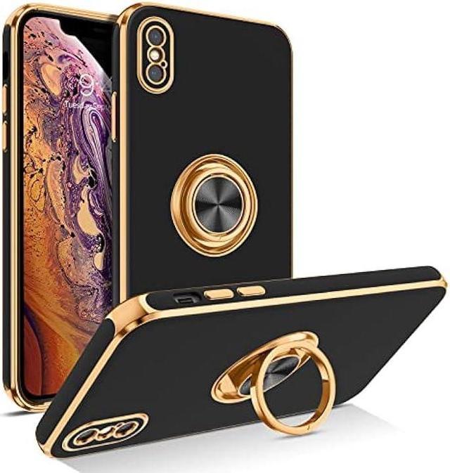 BENTOBEN iPhone Xs Max Case, Phone Case iPhone XsMax, Slim Fit Sparkly  Kickstand Ring Holder Design Shockproof Protection Soft TPU Bumper Drop  Protective Girl Women Boy iPhone Xs Max Cover, Black/Gold 