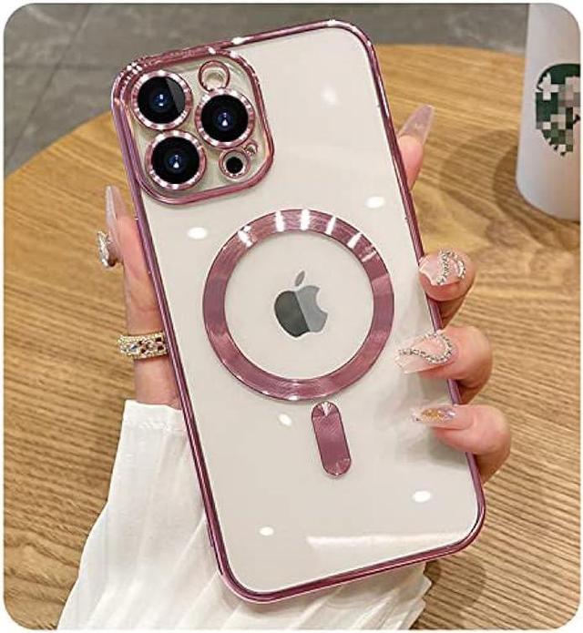 Misscase for iPhone 15 Pro Max Magnetic Glitter Case Compatible with  MagSafe,Camera Lens Protector Full Protection Elegant Anti-Scratch  Dust-Proof Net Case Cover for iPhone 15 Pro Max Pink 