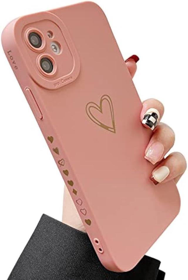 Qokey for iPhone 11 Case 6.1 2019 Side Back Cute Plated Love