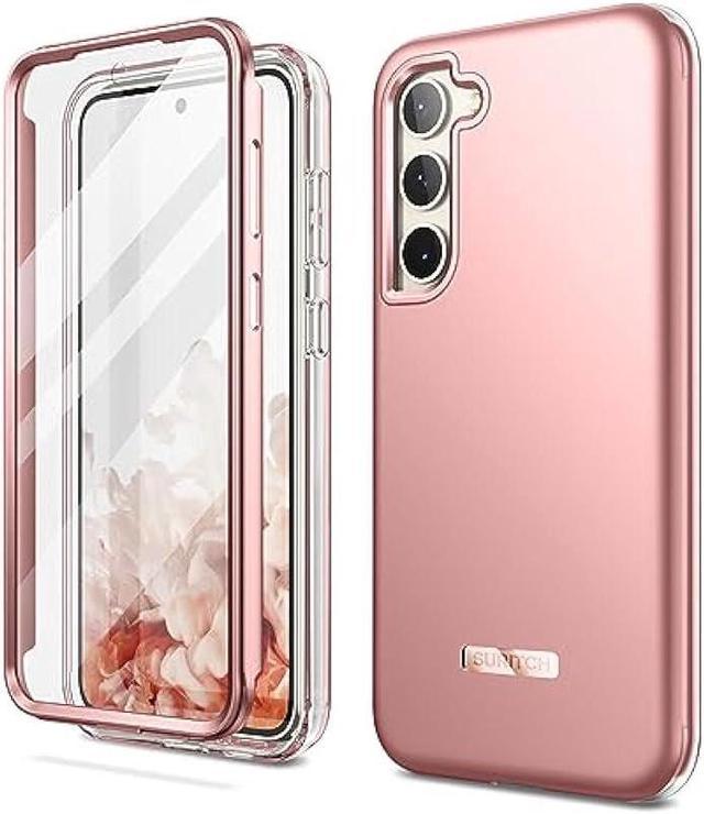 SURITCH for Samsung Galaxy S23 Case, [Built-in Screen Protector]  [Dual-Layer Protection ] Full Protection Shockproof Rugged Bumper Phone  Protective Cover for Samsung S23 6.1 Inch - Rose Gold 