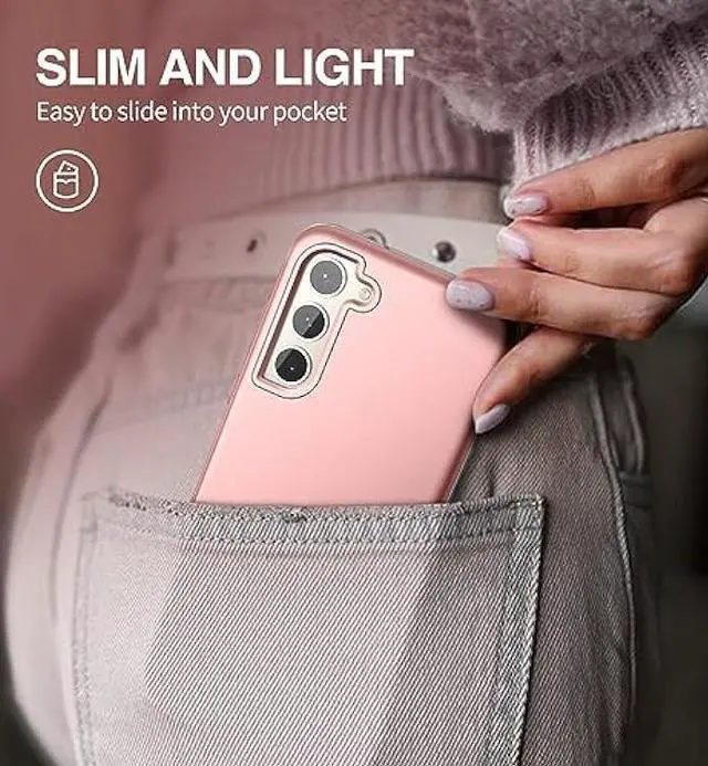 Alt view image 4 of 7 - SURITCH for Samsung Galaxy S23 Plus Case, [Built-in Screen Protector] [Dual-Layer Protection ] Full Protection Shockproof Rugged Bumper Phone Cover for Samsung S23 Plus 6.6 Inch - Rose Gold