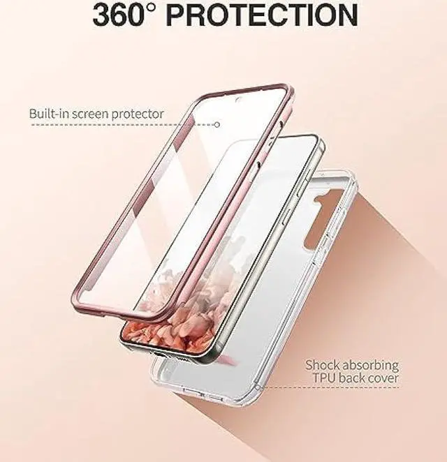 Alt view image 5 of 7 - SURITCH for Samsung Galaxy S23 Plus Case, [Built-in Screen Protector] [Dual-Layer Protection ] Full Protection Shockproof Rugged Bumper Phone Cover for Samsung S23 Plus 6.6 Inch - Rose Gold