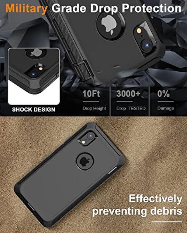 XINLINE Designed for iPhone XR Case [3 in 1 Full Body Protection] Rugged  Heavy Duty Military Grade Cover, Shockproof/Drop 6.1 inch Phone Case(Black)  