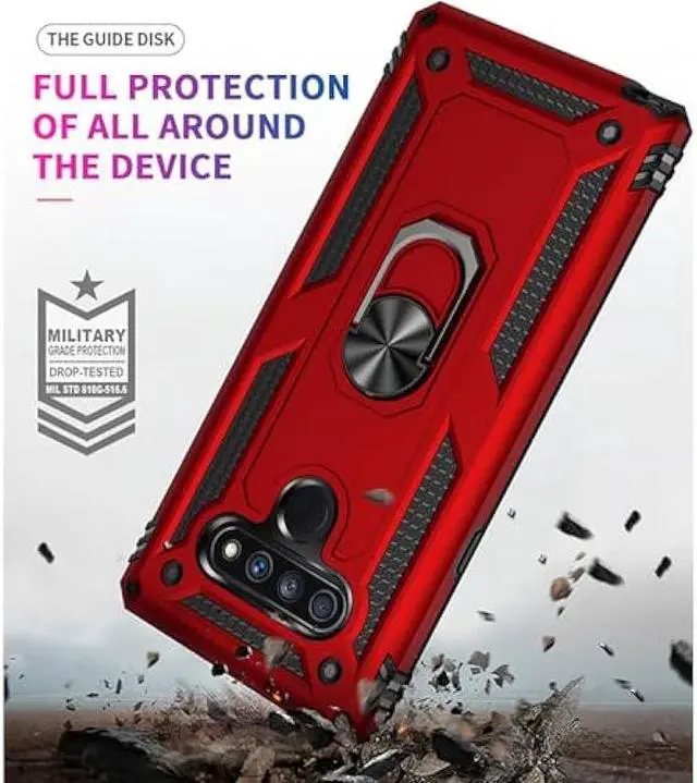 Alt view image 2 of 6 - Yiakeng for LG Stylo 6 Phone Case, Stylo 6 Phone Case with Screen Protector, Military Grade Protective Cases with Ring for LG Stylo 6 (Red)