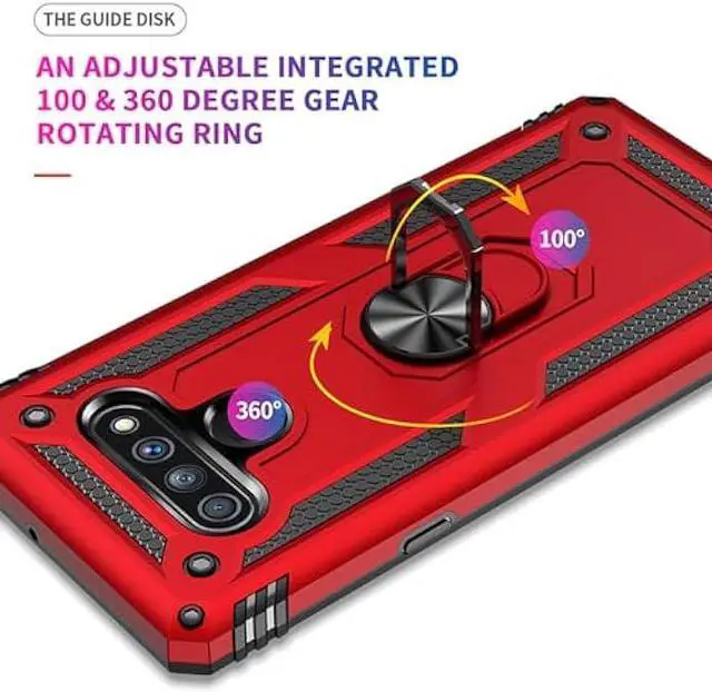 Alt view image 4 of 6 - Yiakeng for LG Stylo 6 Phone Case, Stylo 6 Phone Case with Screen Protector, Military Grade Protective Cases with Ring for LG Stylo 6 (Red)
