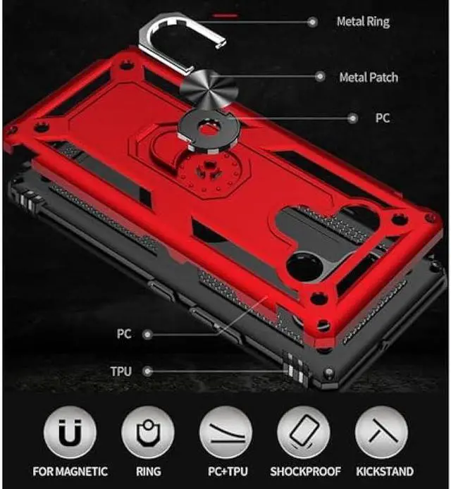 Alt view image 5 of 6 - Yiakeng for LG Stylo 6 Phone Case, Stylo 6 Phone Case with Screen Protector, Military Grade Protective Cases with Ring for LG Stylo 6 (Red)