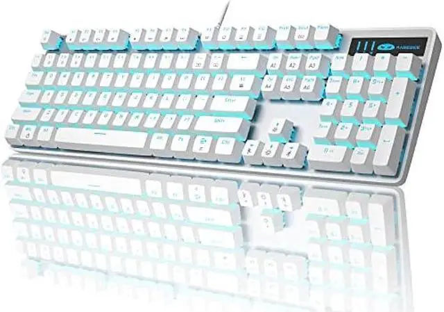 Main image of MageGee Mechanical Gaming Keyboard, Wired USB Adjustable Backlight Keyboard, New Mechanical Storm 100% Anti-ghosting Keyboard with Blue Switches for Windows PC/MAC Games (White)