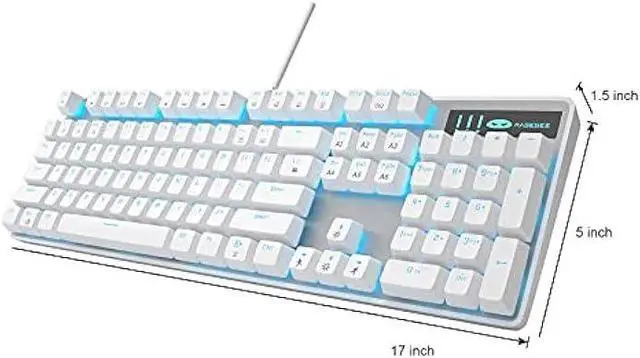 Alt view image 3 of 7 - MageGee Mechanical Gaming Keyboard, Wired USB Adjustable Backlight Keyboard, New Mechanical Storm 100% Anti-ghosting Keyboard with Blue Switches for Windows PC/MAC Games (White)
