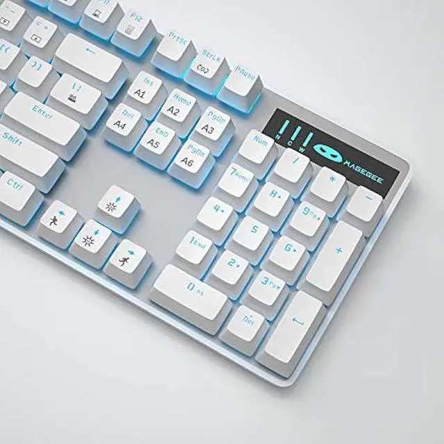 Alt view image 4 of 7 - MageGee Mechanical Gaming Keyboard, Wired USB Adjustable Backlight Keyboard, New Mechanical Storm 100% Anti-ghosting Keyboard with Blue Switches for Windows PC/MAC Games (White)