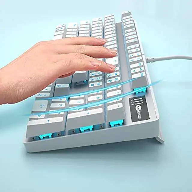 Alt view image 5 of 7 - MageGee Mechanical Gaming Keyboard, Wired USB Adjustable Backlight Keyboard, New Mechanical Storm 100% Anti-ghosting Keyboard with Blue Switches for Windows PC/MAC Games (White)