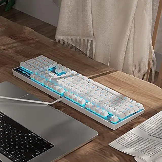 Alt view image 6 of 7 - MageGee Mechanical Gaming Keyboard, Wired USB Adjustable Backlight Keyboard, New Mechanical Storm 100% Anti-ghosting Keyboard with Blue Switches for Windows PC/MAC Games (White)