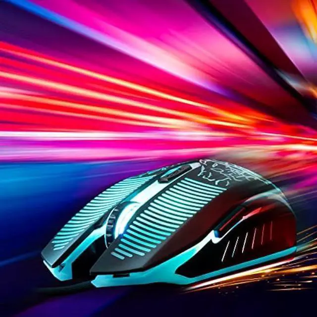 Alt view image 2 of 7 - Keyboard and Mouse Gaming LED Wired Combo with Emitting Character Keyboard 4800DPI 2 Side Button USB Mouse Rainbow Backlit Mechanical Feeling Compatible with PC Raspberry Pi Mac Xbox one ps4
