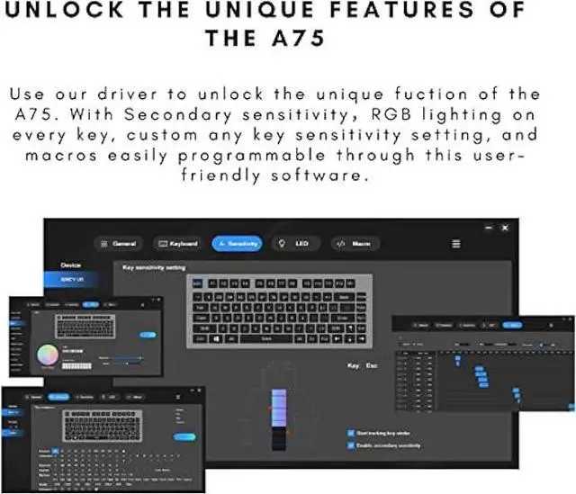 Alt view image 6 of 6 - DrunkDeer A75 Rapid Trigger Gaming Keyboards for Valorant, TKL Mechanical Keyboard, Hyper Fast Magnetic-Switch, RGB Wired USB Compact 82 Keys with Knob, Anti-Ghosting Spill-Resistant White