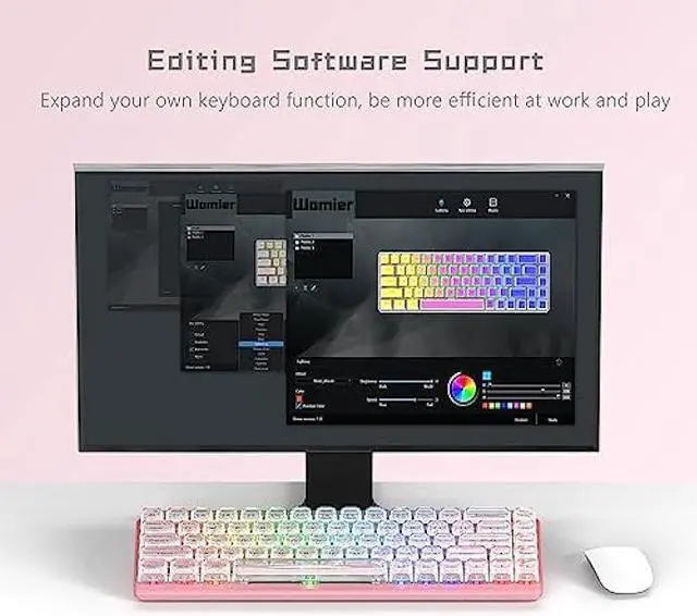 Alt view image 5 of 6 - Womier W-K68 60% Keyboard Gaming - Wired Mechanical Keyboard, Hot-Swappable Keyboard, RGB Custom Mini Keyboard with Arrow Keys/Software Supported - Prelubrication Linear Switch