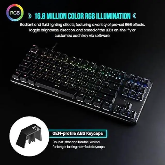 Alt view image 3 of 6 - TECWARE Phantom+ 87 Key Mechanical Keyboard, RGB led, Wraith Red Switch