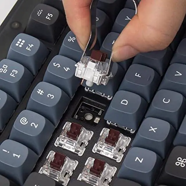 Alt view image 2 of 7 - Keychron V1 Wired Custom Mechanical Keyboard, 75% Layout QMK/VIA Programmable Macro with Hot-swappable Keychron K Pro Brown Switch Compatible with Mac Windows Linux (Frosted Black - Translucent)