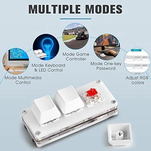 Alt view image 5 of 6 - Ecarke USB Mini 3-Key OSU Keypad Hotswap One Handed Mechanical Gaming Keyboard Programming Macro Cherry Switch RGB Backlit Mini USB Keypad for Windows Mac macros or Rhythm Games