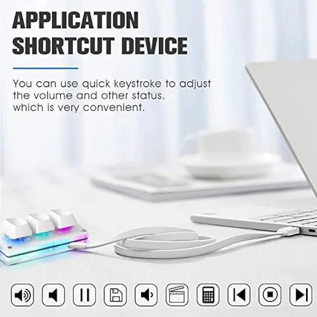 Alt view image 6 of 6 - Ecarke USB Mini 3-Key OSU Keypad Hotswap One Handed Mechanical Gaming Keyboard Programming Macro Cherry Switch RGB Backlit Mini USB Keypad for Windows Mac macros or Rhythm Games