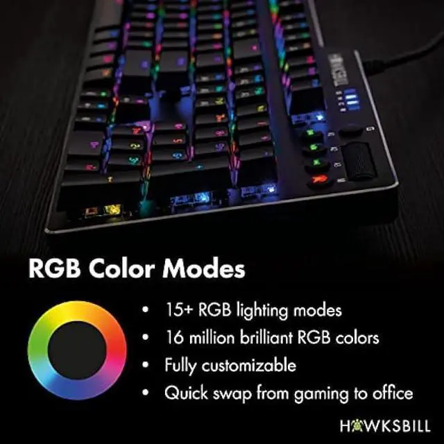 Alt view image 3 of 7 - Hawksbill Scorpion V1 Wired Mechanical Gaming Keyboard  Tactile & Clicky  Brilliant RGB Lighting Compact Form Factor Customizable Keys & Multimedia Function 104 Keys