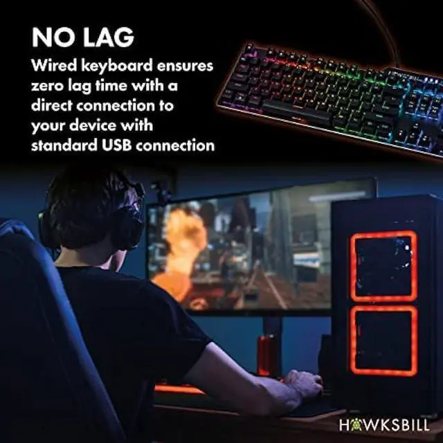 Alt view image 5 of 7 - Hawksbill Scorpion V1 Wired Mechanical Gaming Keyboard  Tactile & Clicky  Brilliant RGB Lighting Compact Form Factor Customizable Keys & Multimedia Function 104 Keys