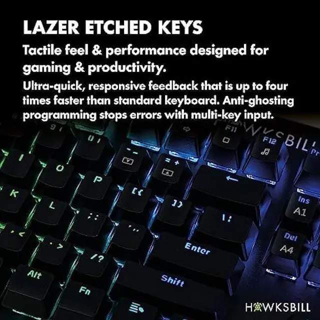 Alt view image 7 of 7 - Hawksbill Scorpion V1 Wired Mechanical Gaming Keyboard  Tactile & Clicky  Brilliant RGB Lighting Compact Form Factor Customizable Keys & Multimedia Function 104 Keys